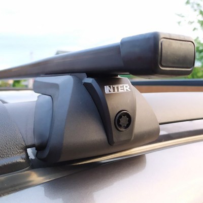 Багажник на рейлинги Inter Titan для Lada Priora 2013-2015 универсал с секретками, прямоугольные дуги